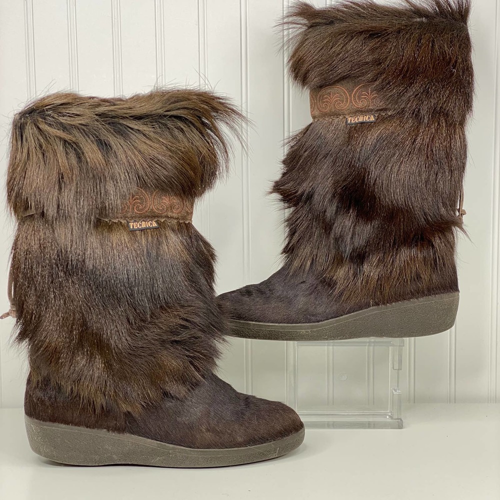 Tecnica Apres Ski Goat Hair Fur Boot Snow Winter 9 - Picture 1 of 12